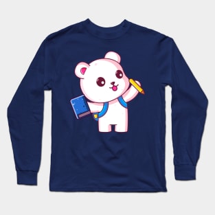 Cute polar bear go to school Long Sleeve T-Shirt